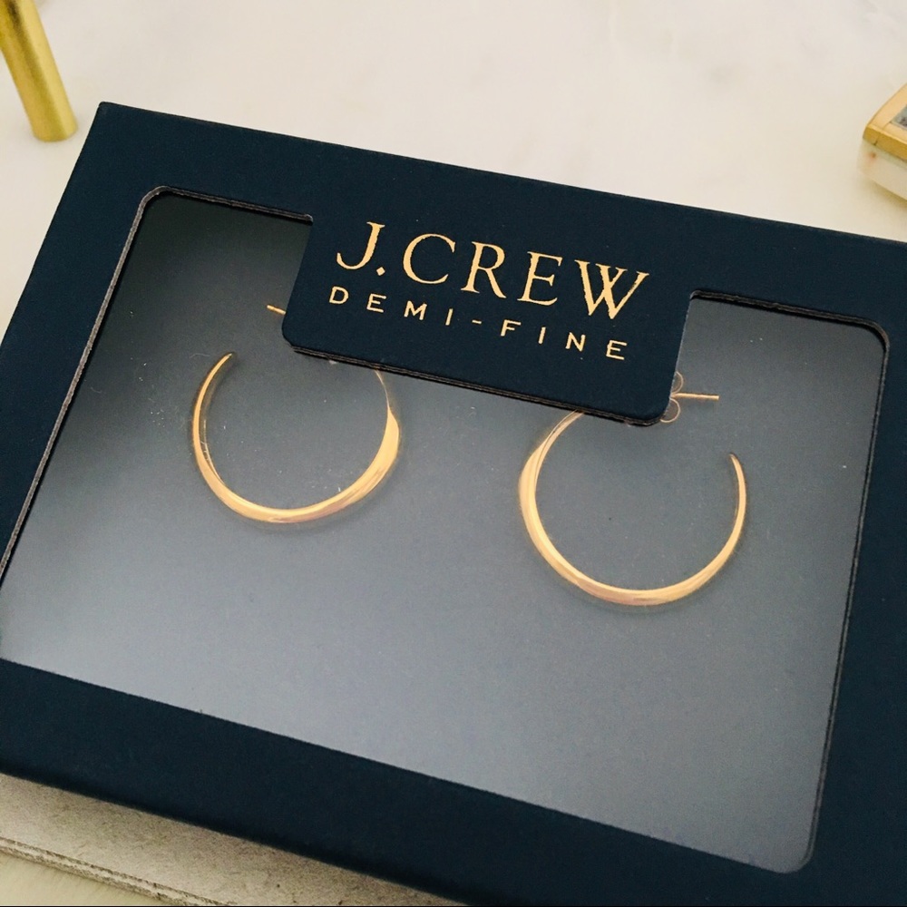 J. CREW Demi-fine 14k Gold-Plated Hoop Earrings - Picture 2 of 8
